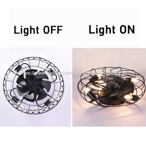 Ventilador de teto industrial em ferro forjado com luzes CCT, Smart Home, lâmpadas E27 E16, luminária de ventilador de estilo moderno de 50 cm com controle por APP