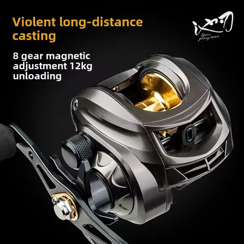 Carretel de Baitcasting de Alta Velocidade 6.3:1, Novo Carretel de Liga de Alumínio com Roda de Fundição de Metal Prateado para Pesca