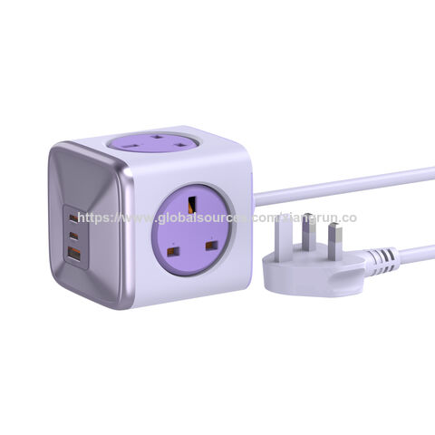 مكعب طاقة بمقبس كهربائي ومقبس حائط بريطاني PD 33W مع 3 منافذ USB Powercube
