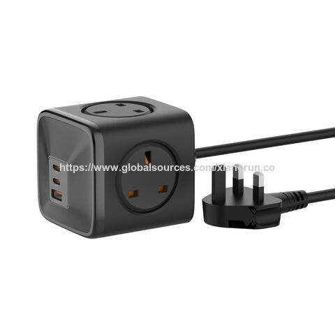 مكعب طاقة بمقبس كهربائي ومقبس حائط بريطاني PD 33W مع 3 منافذ USB Powercube
