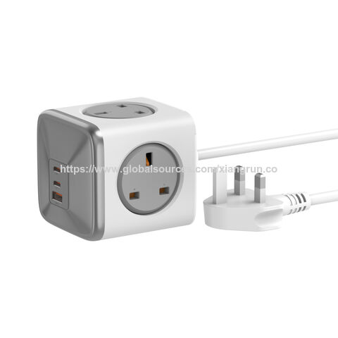 مكعب طاقة بمقبس كهربائي ومقبس حائط بريطاني PD 33W مع 3 منافذ USB Powercube
