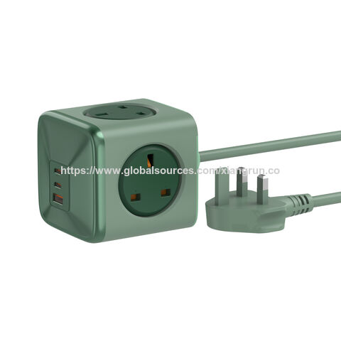 مكعب طاقة بمقبس كهربائي ومقبس حائط بريطاني PD 33W مع 3 منافذ USB Powercube