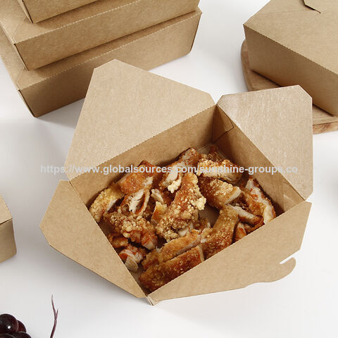 Caja de papel desechable para comida rápida, pollo frito, almuerzo para llevar, embalaje, ensalada, caja de almuerzo de papel kraft a prueba de aceite