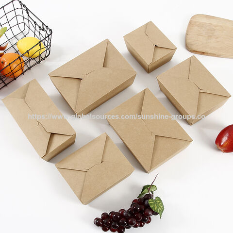 Caja de papel desechable para comida rápida, pollo frito, almuerzo para llevar, embalaje, ensalada, caja de almuerzo de papel kraft a prueba de aceite