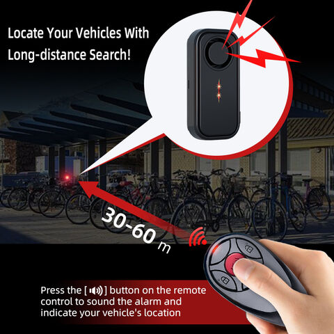 جهاز إنذار للدراجة مضاد للسرقة مع بطارية تدوم عامين، ضوء LED، مقاوم للماء IP66، قابل لإعادة الشحن، يتم التحكم فيه لاسلكيًا
