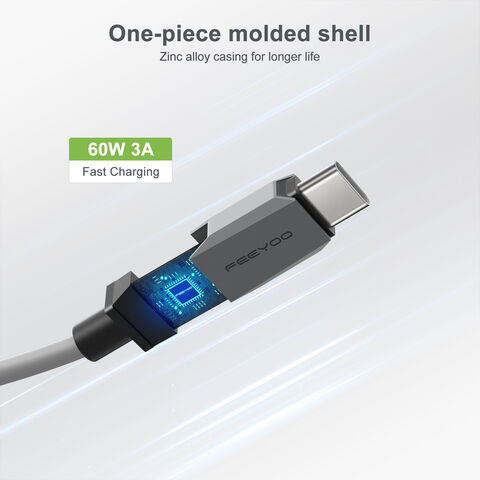 كابل USB C بقوة 60 واط، 1 متر/2 متر، كابل USB C إلى USB C، شاحن من النوع C، شحن سريع، شاشة رقمية، كابل USB C لهاتف 15 Pro Max Plus S24، Air
