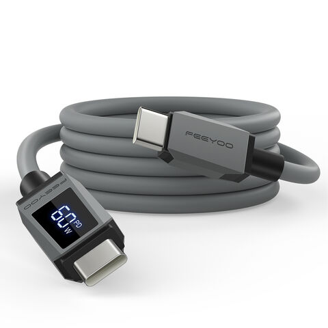 كابل USB C بقوة 60 واط، 1 متر/2 متر، كابل USB C إلى USB C، شاحن من النوع C، شحن سريع، شاشة رقمية، كابل USB C لهاتف 15 Pro Max Plus S24، Air