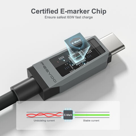 كابل USB C بقوة 60 واط، 1 متر/2 متر، كابل USB C إلى USB C، شاحن من النوع C، شحن سريع، شاشة رقمية، كابل USB C لهاتف 15 Pro Max Plus S24، Air