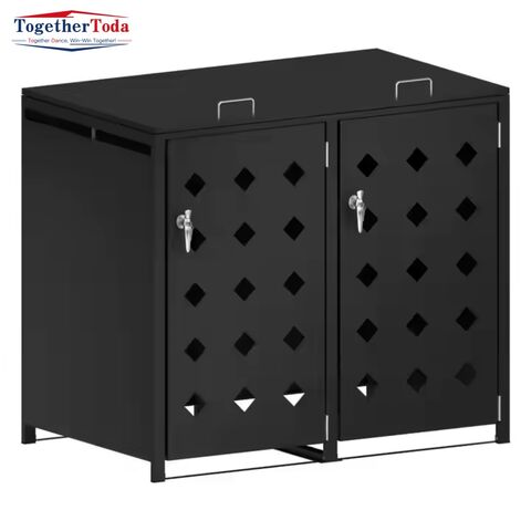 Contentor de Lixo Duplo para Exterior em Aço Galvanizado de Grande Capacidade para Reciclagem, Balde de Lixo para Rua e Pátio, Contentor de Reciclagem para Exterior