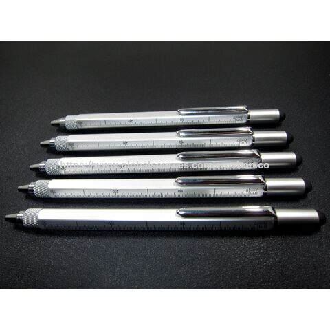 Stylo intelligent 5 en 1 avec stylet/tournevis/échelle/niveau/stylo à bille - Outil multifonctionnel pour professionnels