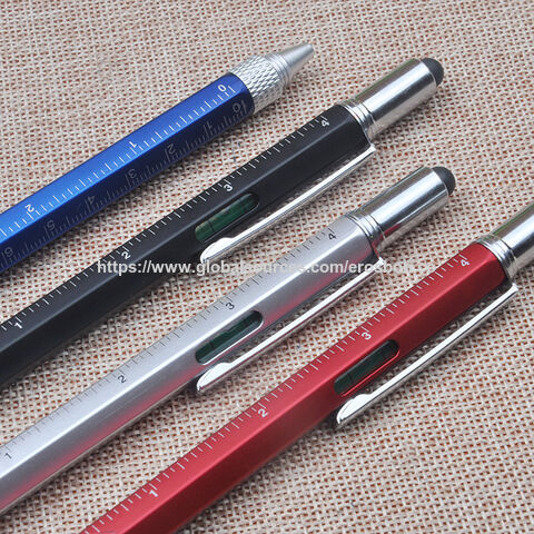 Stylo intelligent 5 en 1 avec stylet/tournevis/échelle/niveau/stylo à bille - Outil multifonctionnel pour professionnels