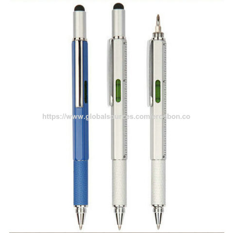 Stylo intelligent 5 en 1 avec stylet/tournevis/échelle/niveau/stylo à bille - Outil multifonctionnel pour professionnels