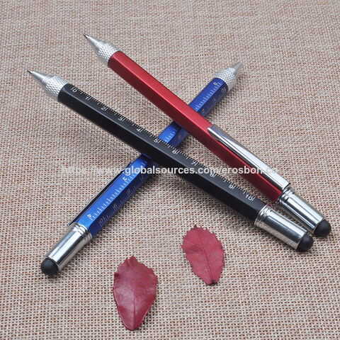 Stylo intelligent 5 en 1 avec stylet/tournevis/échelle/niveau/stylo à bille - Outil multifonctionnel pour professionnels