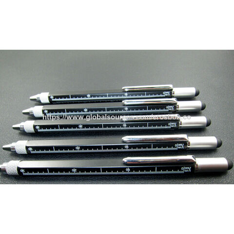 Stylo intelligent 5 en 1 avec stylet/tournevis/échelle/niveau/stylo à bille - Outil multifonctionnel pour professionnels