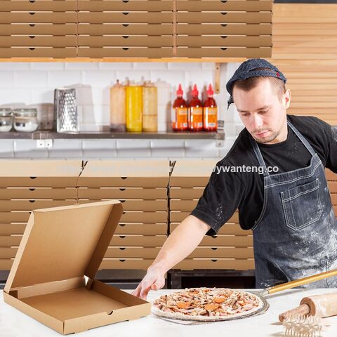 Boîtes à pizza en papier kraft en gros, anti-graisse, conteneur à emporter, parfaites pour les gâteaux faits maison, les biscuits et les produits de boulangerie.