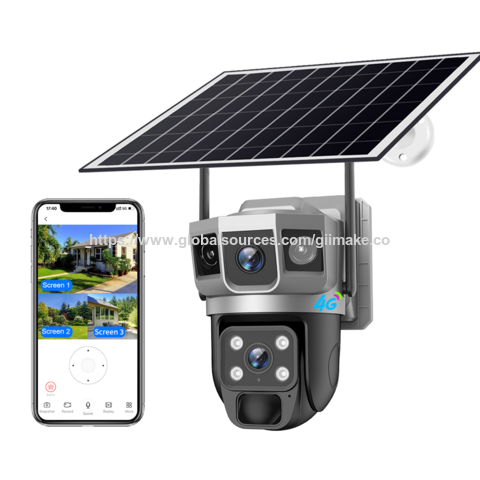 Câmera V380: Câmera de vigilância inteligente sem fio para exterior HD de baixo consumo de energia solar, venda quente transfronteiriça.
