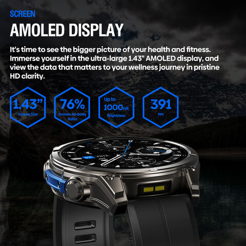 Smartwatch con Llamadas de Voz Zeblaze VIBE 8, Pantalla AMOLED de 1.43", Monitor de Ritmo Cardíaco y Presión Arterial, Múltiples Modos Deportivos