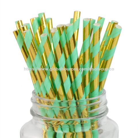 Pajitas de Papel a Rayas de Colores con Certificación SGS para Bebidas Frías, Biodegradables y Seguras para Alimentos, Longitud de 7.7 Pulgadas - Venta al por mayor de fábrica