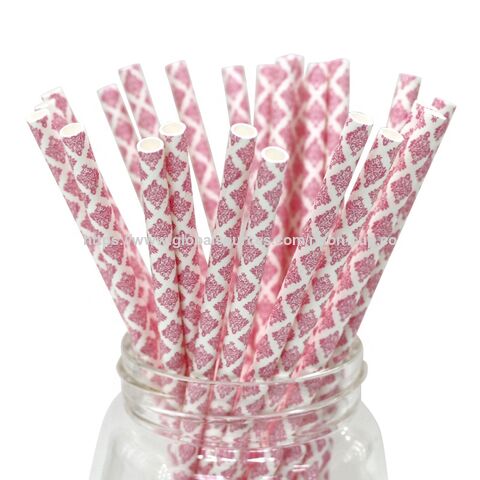 Pajitas de Papel a Rayas de Colores con Certificación SGS para Bebidas Frías, Biodegradables y Seguras para Alimentos, Longitud de 7.7 Pulgadas - Venta al por mayor de fábrica