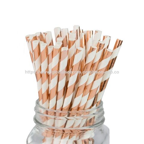 Pajitas de Papel a Rayas de Colores con Certificación SGS para Bebidas Frías, Biodegradables y Seguras para Alimentos, Longitud de 7.7 Pulgadas - Venta al por mayor de fábrica