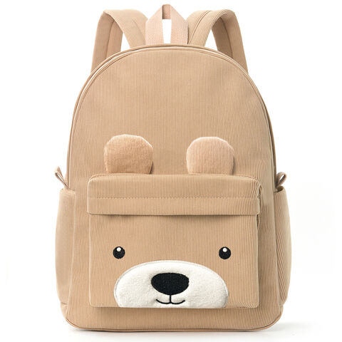 Tas Ransel Korduroi Beruang Kecil Lucu Kapasitas Besar untuk Siswa Sekolah Dasar - Cocok untuk Grosir dan Distributor