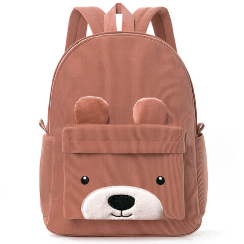 Tas Ransel Korduroi Beruang Kecil Lucu Kapasitas Besar untuk Siswa Sekolah Dasar - Cocok untuk Grosir dan Distributor