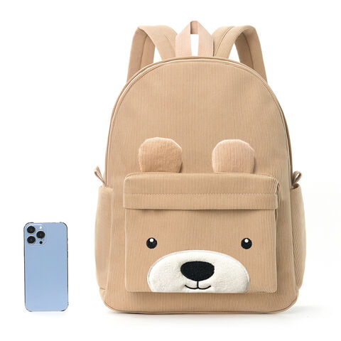 Tas Ransel Korduroi Beruang Kecil Lucu Kapasitas Besar untuk Siswa Sekolah Dasar - Cocok untuk Grosir dan Distributor