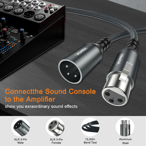Cable XLR Macho a Hembra de 3 Pines Gris de Alta Calidad para Micrófono