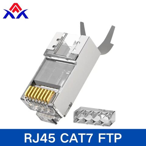 Ethernet FTP 8P8C Modularer, geschirmter Metall-Adapter RJ45 Cat7 Stecker mit Knickschutz.