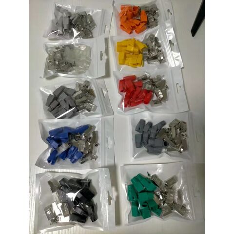 Ethernet FTP 8P8C Modularer, geschirmter Metall-Adapter RJ45 Cat7 Stecker mit Knickschutz.