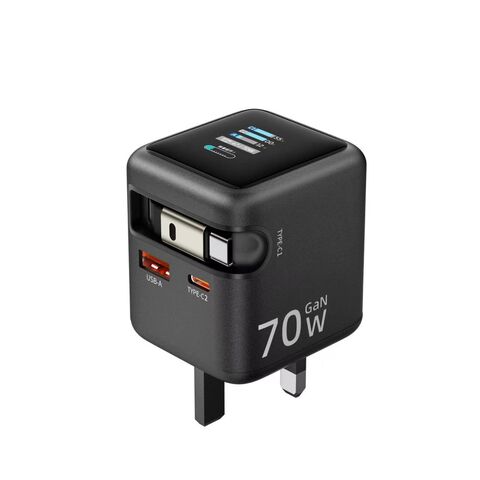 70W TFT-Bildschirm Reiseladegerät mit Display OEM Fabrik GaN Ladegerät