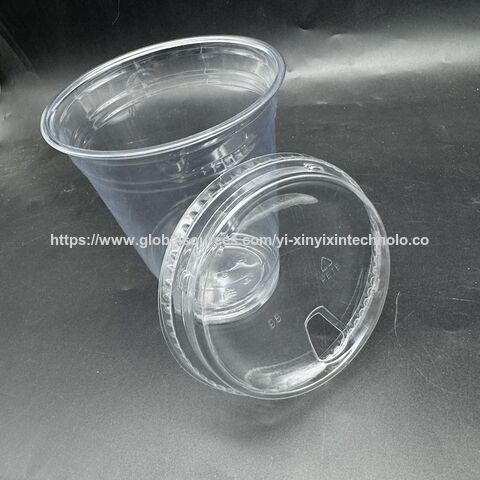 Tampas de Plástico PET Descartáveis Personalizadas para Copos de 12/16/20/24/32OZ para Bebidas Frias - Tampa Transparente