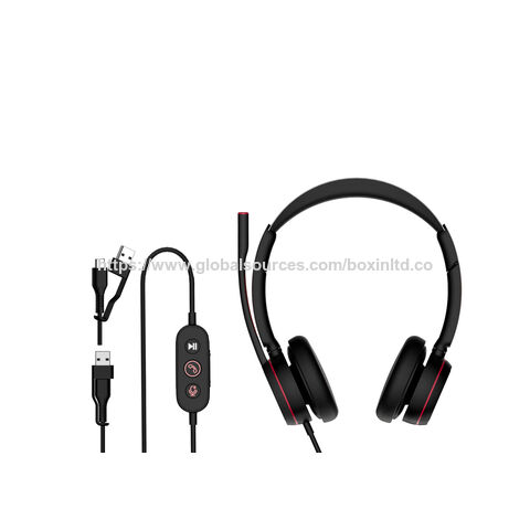 UC-006 Headset für Lieferantenteams mit ANC und ENC Mikrofon, komfortablen Ohrpolstern und Ein-Knopf-Stummschaltung für Büro/PC/Teams & Zoom