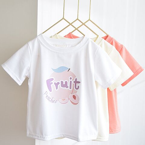 Camiseta de verão de manga curta para meninas - Roupa de verão moderna de meia manga feita de algodão fino, corte folgado