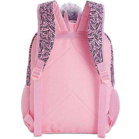 Sac à dos en gros pour adolescentes et petites filles avec paillettes roses/argentées, oreilles 3D et pompons