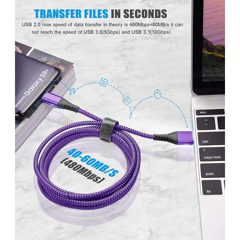 Cable de Carga USB Tipo C de 3 Metros, Trenzado en Nylon de Alta Resistencia