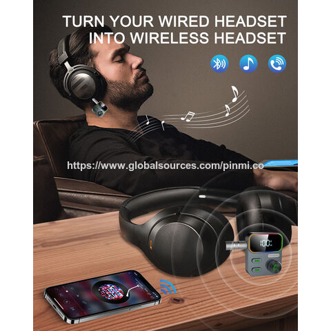 Receptor de audio Bluetooth 5.3 AGETUNR J48, salida AUX de 3.5MM, kit para coche manos libres, conexión automática RGB para música, pantalla LCD, doble enlace