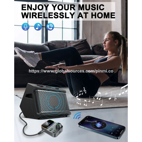 Receptor de audio Bluetooth 5.3 AGETUNR J48, salida AUX de 3.5MM, kit para coche manos libres, conexión automática RGB para música, pantalla LCD, doble enlace