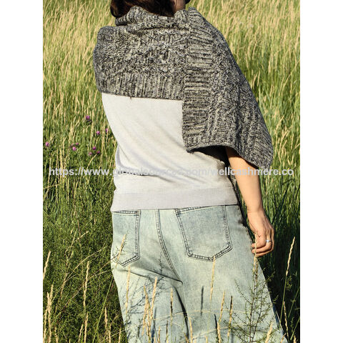 Klobiger Kaschmir-Zopfstrickschal für Damen