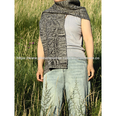 Klobiger Kaschmir-Zopfstrickschal für Damen