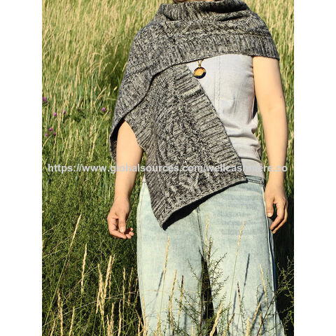 Klobiger Kaschmir-Zopfstrickschal für Damen