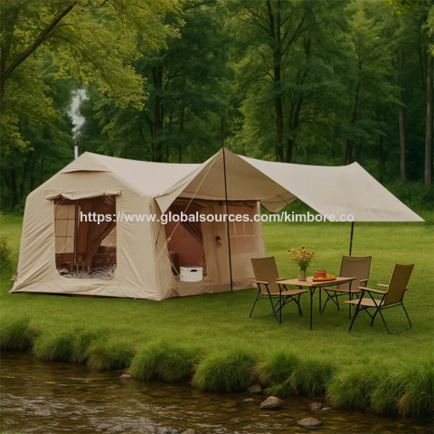 خيمة قابلة للنفخ شديدة التحمل طراز 12X، قماش أكسفورد 420D، تصميم محمول، تعبئة 85x55x40 سم، أساسيات مغامرة عائلية