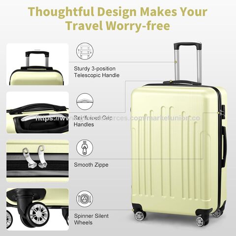Ensembles de Bagages pour la Maison 3 Pièces, Ensemble de Valises Rigides PC+ABS avec Roues Pivotantes Doubles et Serrure TSA pour Voyages d'Affaires, Ensemble de 3 Pièces