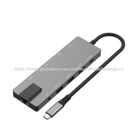 محور متعدد الوظائف عالي الجودة، 11 منفذًا، محور USB-C، تصميم حاصل على براءة اختراع، PD 100W، 10 جيجابت في الثانية، إيثرنت 1000 ميجابت في الثانية، للمكتب