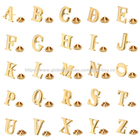 Abzeichen Hochwertige Herrenbrosche 18 Karat Gold 26 Buchstaben A-Z Kupfer Revers-Pin Einfache Abzeichen