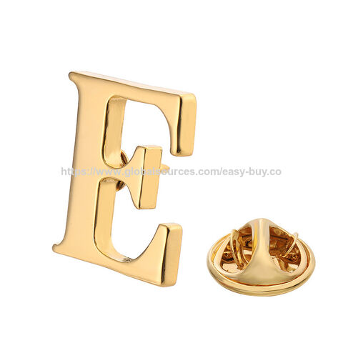 Abzeichen Hochwertige Herrenbrosche 18 Karat Gold 26 Buchstaben A-Z Kupfer Revers-Pin Einfache Abzeichen