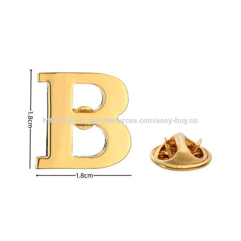 Abzeichen Hochwertige Herrenbrosche 18 Karat Gold 26 Buchstaben A-Z Kupfer Revers-Pin Einfache Abzeichen