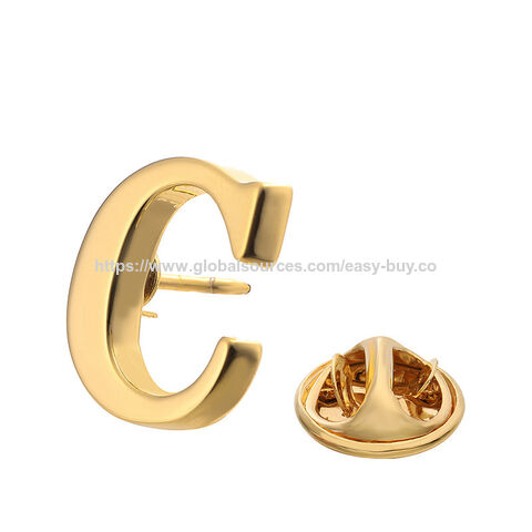 Abzeichen Hochwertige Herrenbrosche 18 Karat Gold 26 Buchstaben A-Z Kupfer Revers-Pin Einfache Abzeichen