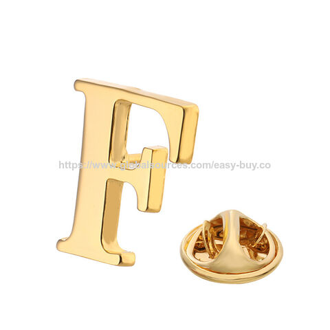 Abzeichen Hochwertige Herrenbrosche 18 Karat Gold 26 Buchstaben A-Z Kupfer Revers-Pin Einfache Abzeichen