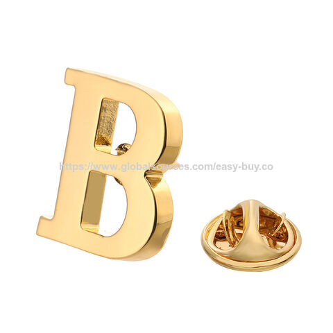 Abzeichen Hochwertige Herrenbrosche 18 Karat Gold 26 Buchstaben A-Z Kupfer Revers-Pin Einfache Abzeichen